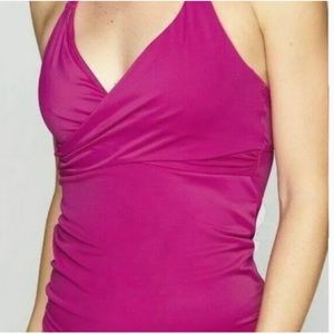 NWT Athleta Bra Cup Wrap Tankini Top Clematis Pink Fuschia Small 32 B | C